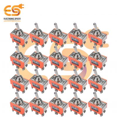 20Amp 250V 6 Pin Mini Toggle Switch ON / OFF, Orange Color 20pcs